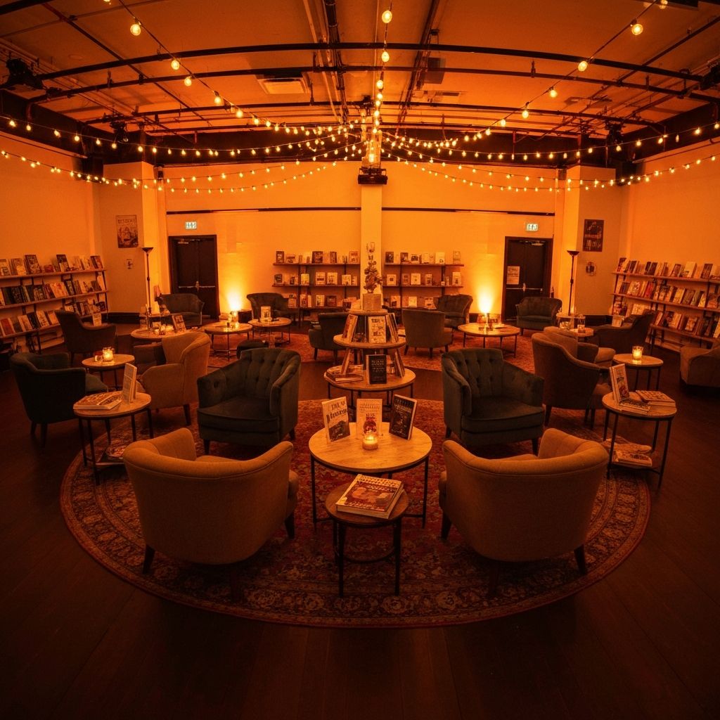 A warm literary event space